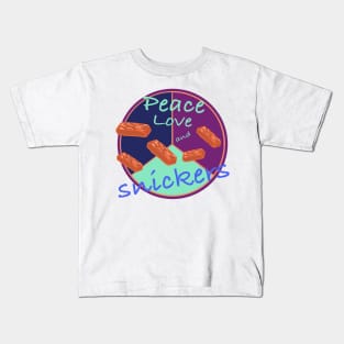 Peace love and snicker bars! Kids T-Shirt